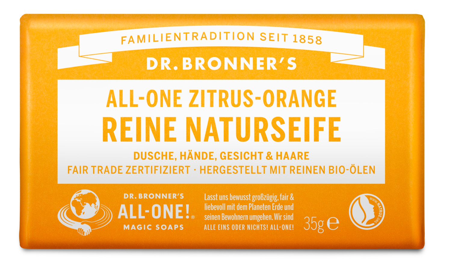 Dr. Bronner's Citrus-Orange Reine Naturseife 140 g 1 Dr. Bronner's Citrus-Orange Reine Naturseife 140 g