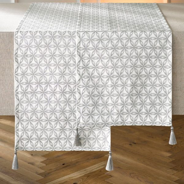 Heine home Tischdecke Tischtuch Festlich weiß-silber Druck 80x80 cm