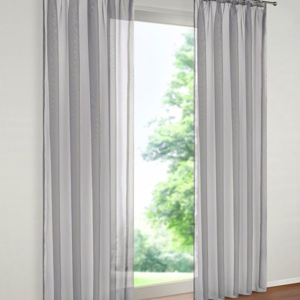 Alternative view of My home schlichte uni Gardine Voile Kräuselband (2 Stück) Halbtransparent grau