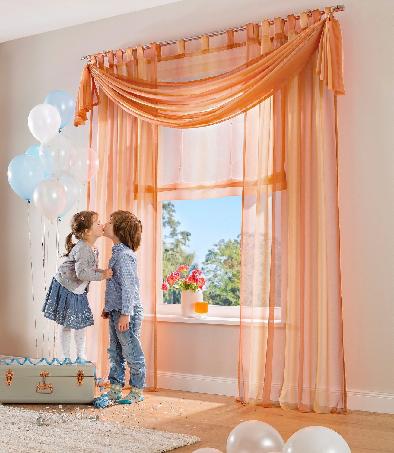 My Home Set Raffrollo Rino orange transparenter Voile H/B 225x140 cm 1 My Home Set Raffrollo Rino orange transparenter Voile H/B 225x140 cm