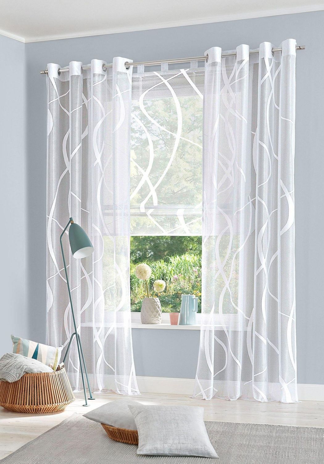 My home Raffrollo »Cellino« transparent mit Schlaufen weiß H/B: 140/120 cm 3 My home Raffrollo »Cellino« transparent mit Schlaufen weiß H/B: 140/120 cm – Bild 3