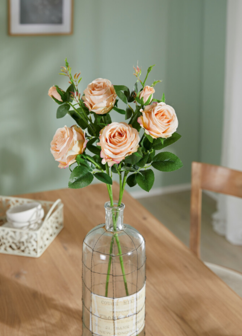 Kunstblume Rose Apricot Blüten Strauch Dekoration Blume Länge ca. 64 cm 4 Kunstblume Rose Apricot Blüten Strauch Dekoration Blume Länge ca. 64 cm – Bild 4