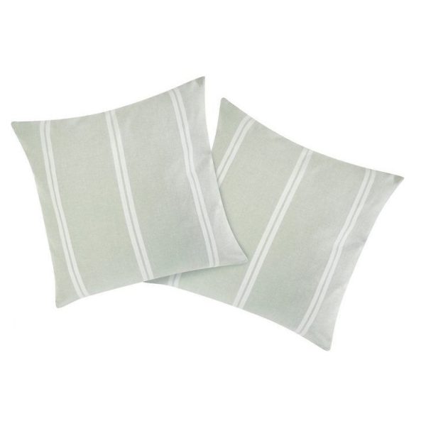 LeGer 1 Stück Kissenhülle Kissenbezug Couchkissen Landhaus grün-weiß 50x50 cm