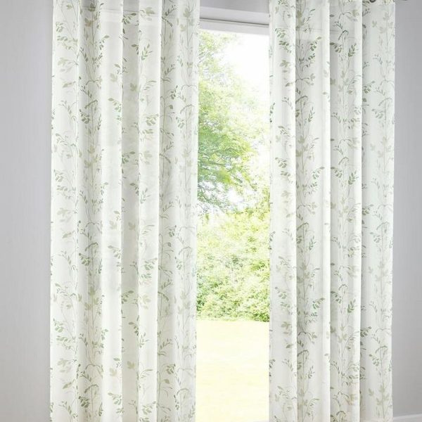 Alternative view of Heine Home 2er Set Dekostore leichter Vorhang mit Blumenmuster offwhite/grün Ösen Transparent HxB 175x140 cm