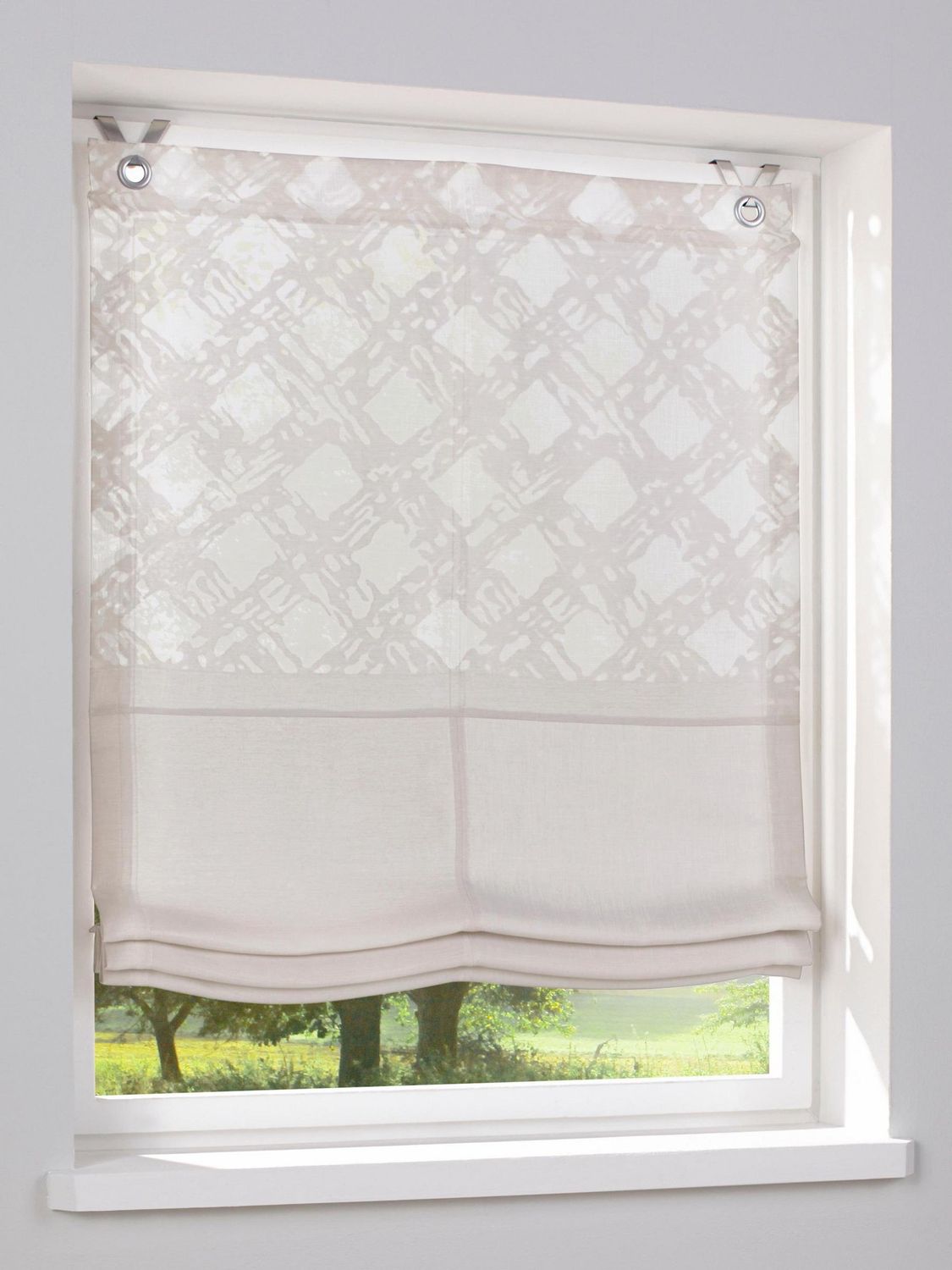 Heine home Raffrollo Ausbrenner Muster Landhaus Stil Ösen HXB 130x120 cm 1 Heine home Raffrollo Ausbrenner Muster Landhaus Stil Ösen HXB 130x120 cm