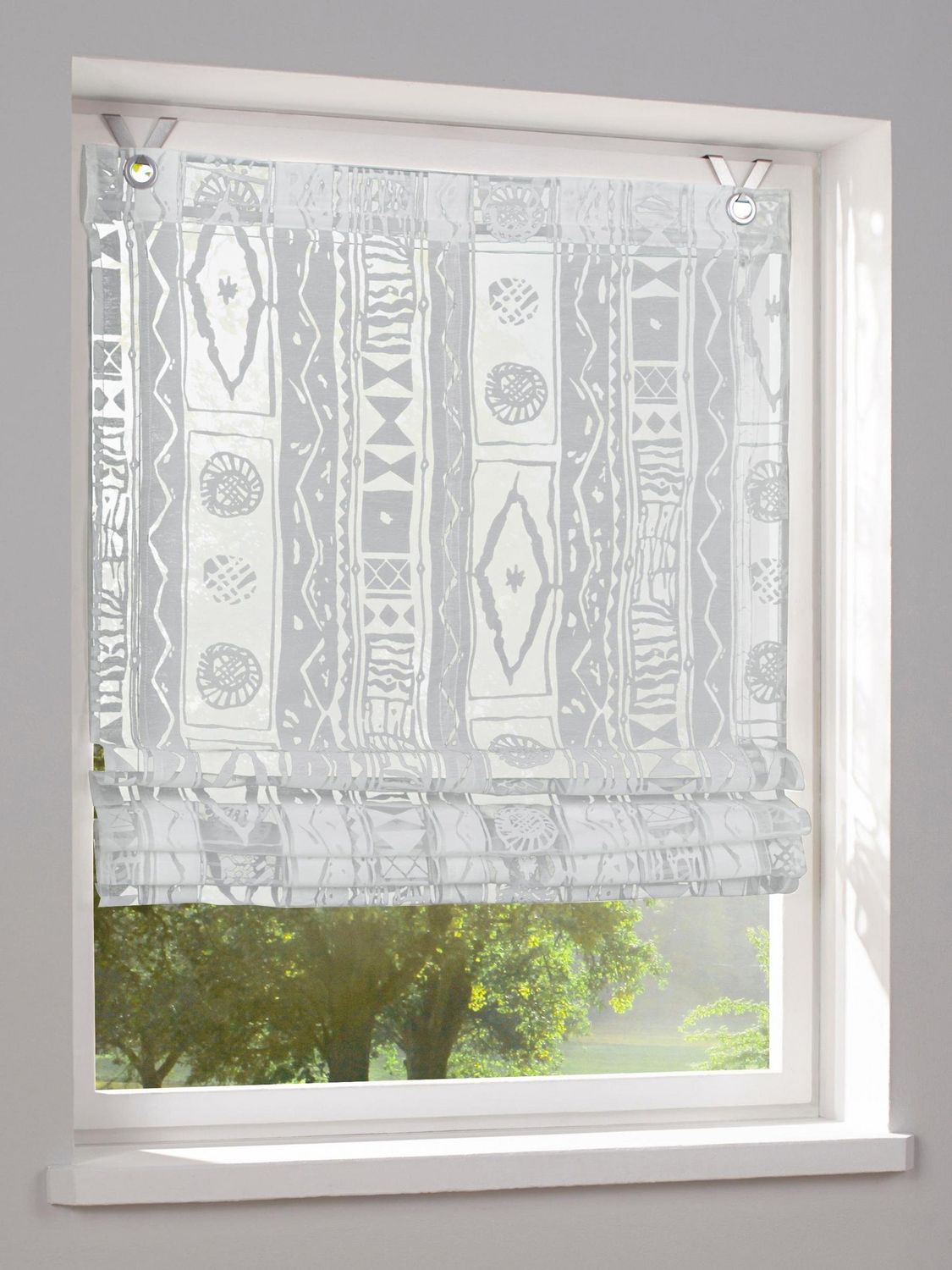 Heine home Raffrollo Ausbrenner bedruckt Ösen weiß H/B 140x120 cm 1 Heine home Raffrollo Ausbrenner bedruckt Ösen weiß H/B 140x120 cm