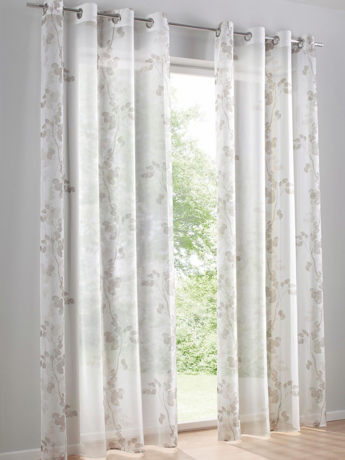 Heine home 1x Dekostore transparent bedruckt offwhite/grau Ösen 225x140 cm 2 Heine home 1x Dekostore transparent bedruckt offwhite/grau Ösen 225x140 cm – Bild 2