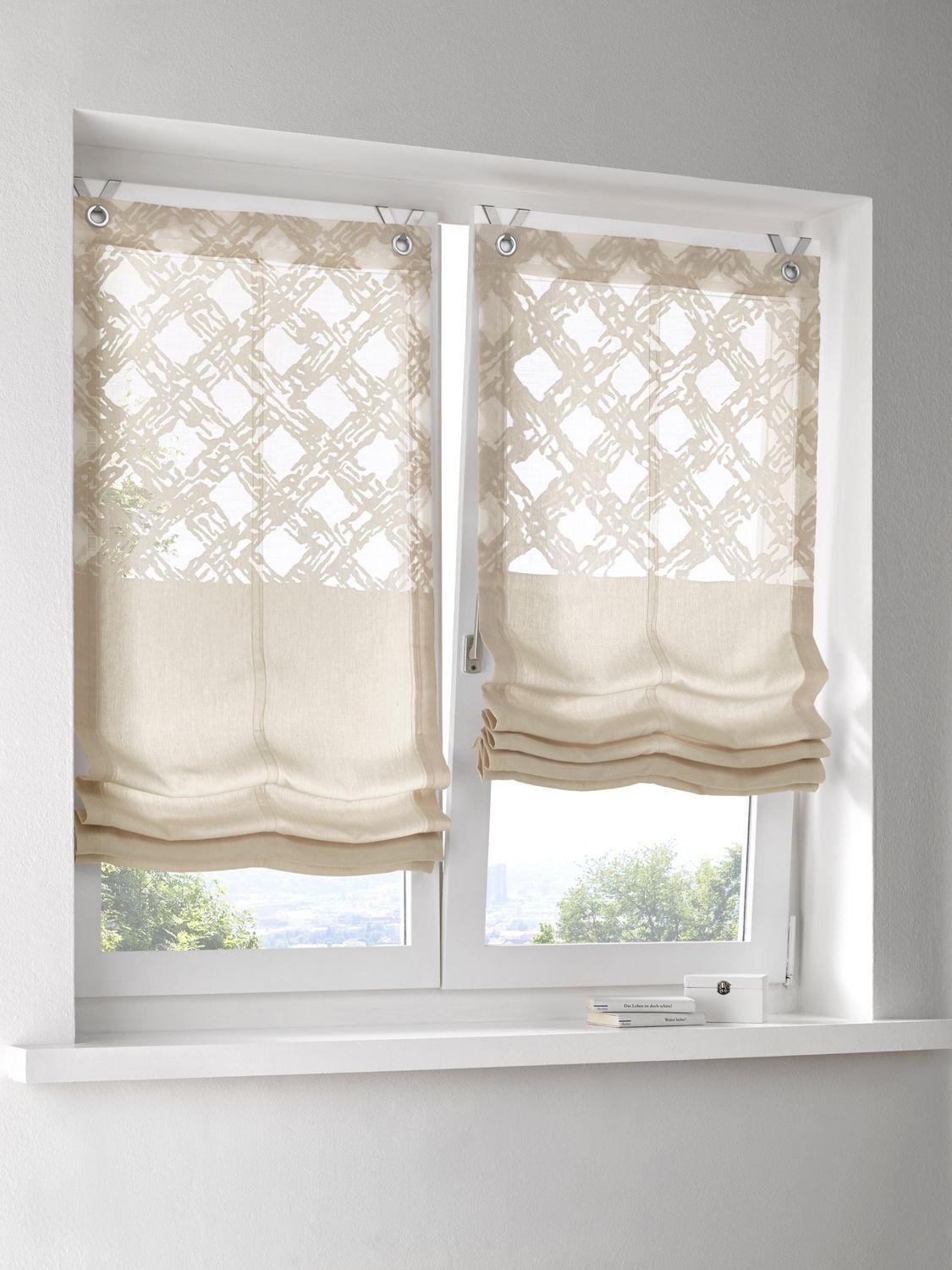 Heine home Raffrollo Ausbrenner Muster Landhaus Stil Ösen HXB 130x120 cm 3 Heine home Raffrollo Ausbrenner Muster Landhaus Stil Ösen HXB 130x120 cm – Bild 3