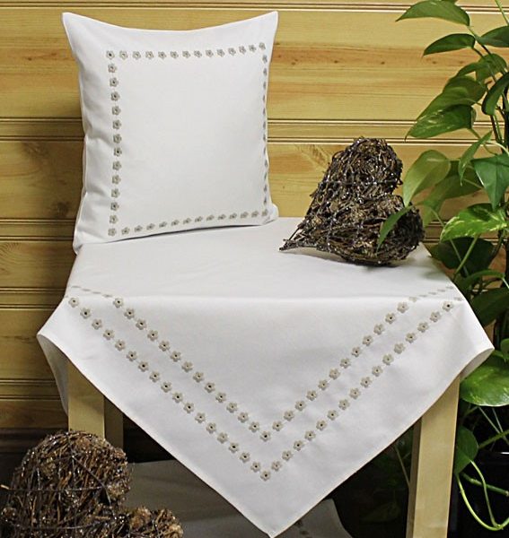 Hossner Kissenhülle Abenberg Landhaus Stil creme-braun 40x40 cm