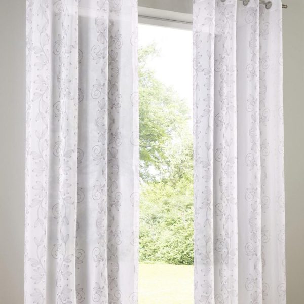 Heine Home (2) halbtransparenter Dekostore bedruckt mit Design weiß/mauve Ösen