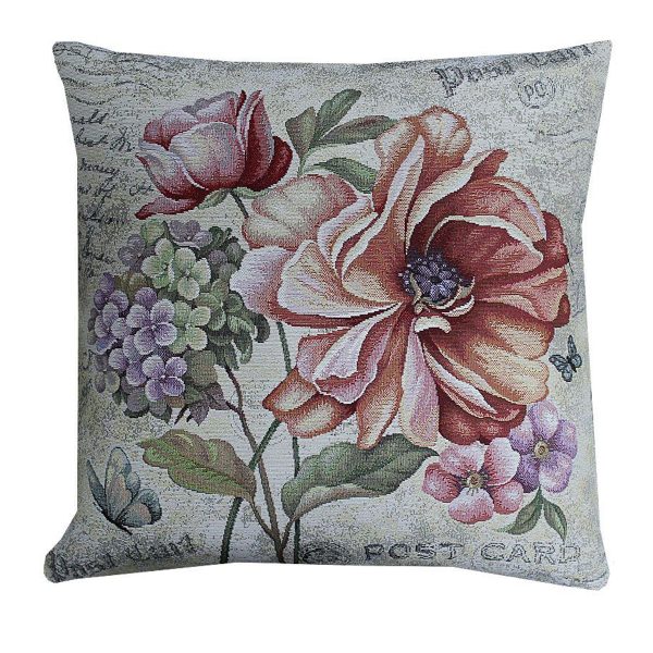 Hossner Kissenhülle Postcard Gobelin Landhaus Stil geblümt 45x45 cm