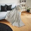 Frank Flechtwaren Plaid Waffelpique Landhaus Stil schwarz-creme 130x170 cm