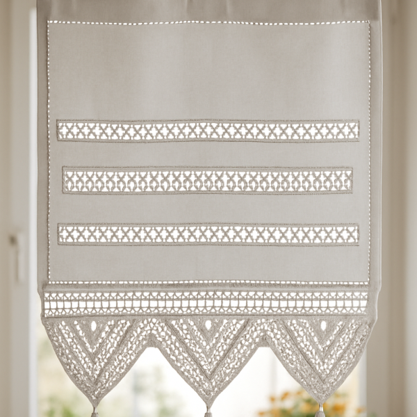Alternative view of Fenstervorhang Baumwolle mit handgehäkelter Spitze – romantischer Vintage-Look BxH 30x45 cm