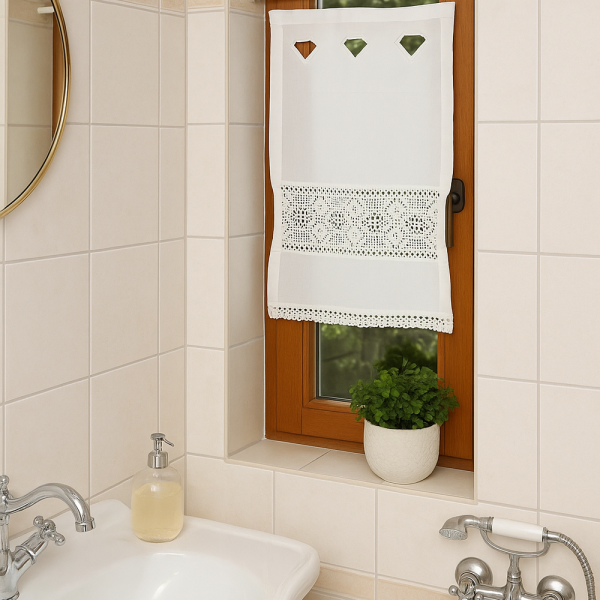 Alternative view of Fenstervorhang aus Baumwolle mit handgehäkelter Spitze – romantischer Vintage-Look BxH 35x50 cm