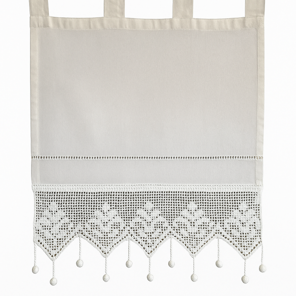 Alternative view of Fenstervorhang aus Baumwolle mit handgehäkelter Spitze – romantischer Vintage-Look weiß 50x60 cm