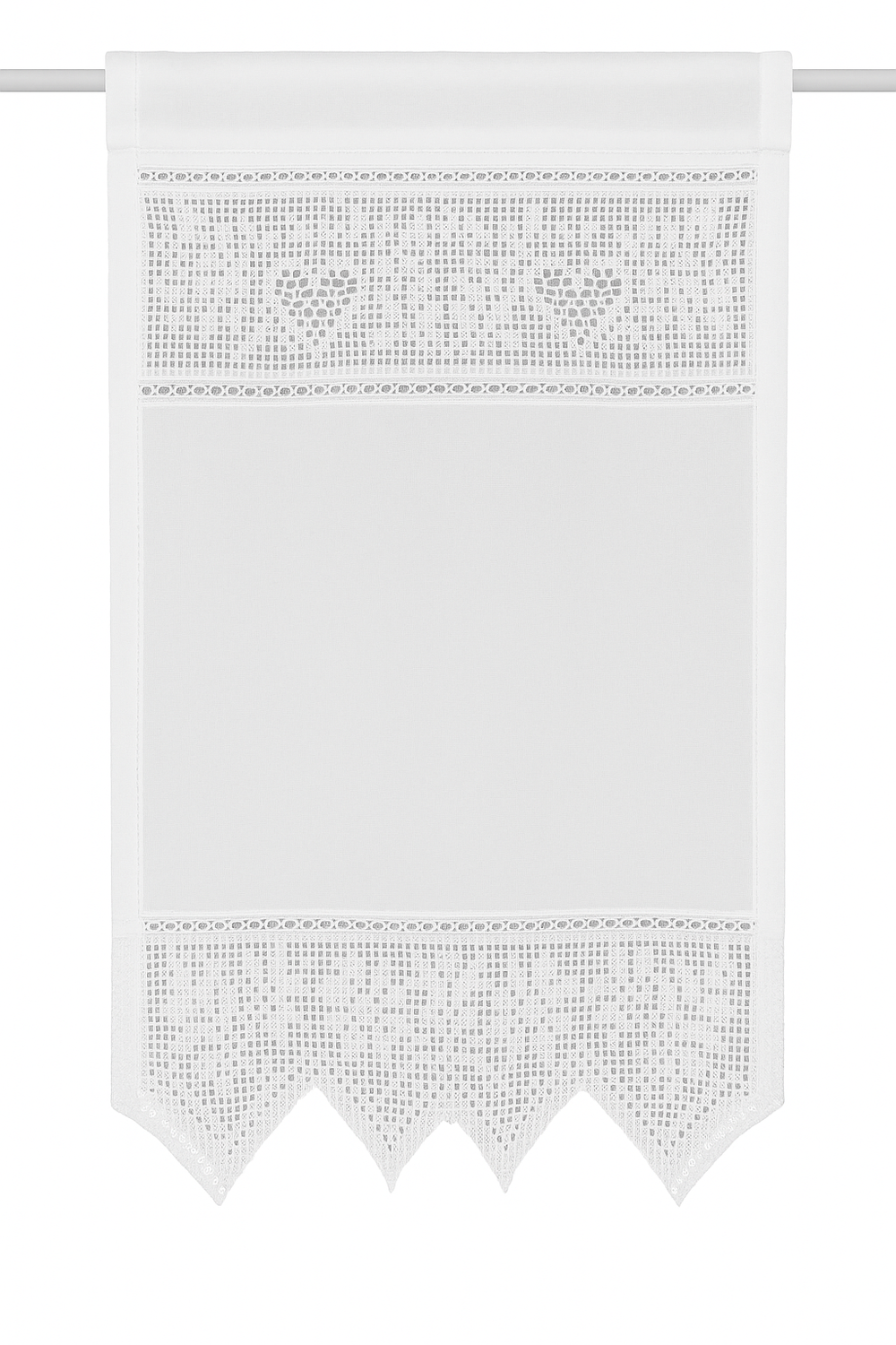 Romantische Gardine mit Häkelspitze im Vintage-Look, Weiß, 45x75 cm, 100% Baumwolle, halbtransparent 3 Romantische Gardine mit Häkelspitze im Vintage-Look, Weiß, 45x75 cm, 100% Baumwolle, halbtransparent – Bild 3