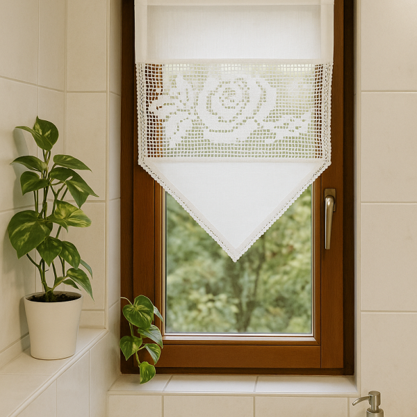 Romantische Gardine mit Häkelspitze im Vintage-Look BxH 30x45 cm, 70% Baumwolle / 30% Polyester, halbtransparent