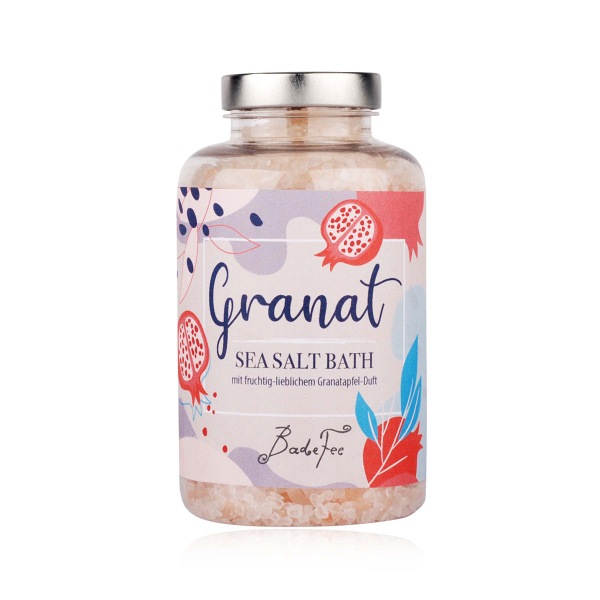 Badefee Badesalz Granat 500 g – Meersalzkristalle mit fruchtigem Granatapfelduft
