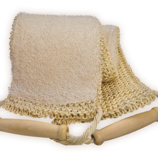 Rückenschrubber aus Sisal und Frottee Rücken-Gurt zur wohltuenden Körperpflege