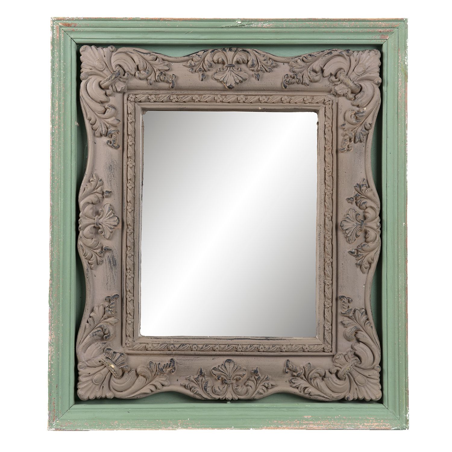 Clayre & Eef Wandspiegel aus Holz-Glas Shabby Landhaus Romantik ca. 41x4x47 cm 1 Clayre & Eef Wandspiegel aus Holz-Glas Shabby Landhaus Romantik ca. 41x4x47 cm