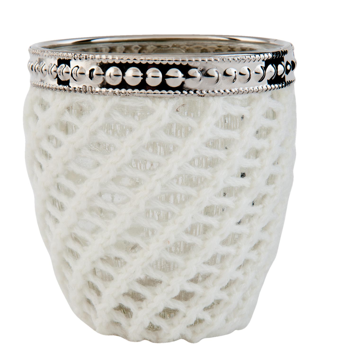 Clayre & Eef romantischer Teelichterhalter aus Glas und Wolle Landhaus Ø 7x9cm 1 Clayre & Eef romantischer Teelichterhalter aus Glas und Wolle Landhaus Ø 7x9cm