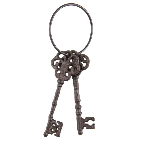 Clayre & Eef Dekoration Schlüsselbund aus Eisen braun Ca. 8x6x23 cm