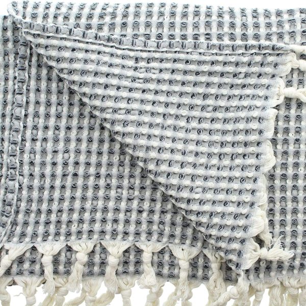 Frank Flechtwaren Plaid Waffelpique Landhaus Stil schwarz-creme 130x170 cm 10 91yAzhTBMYL AC SL1500 1 1