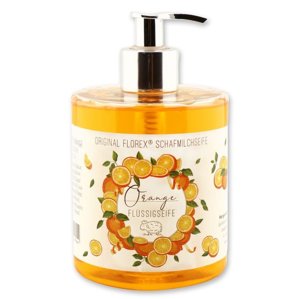 Florex Flüssigseife Orange mit biologischer Schafmilch & Lanolin – 500 ml