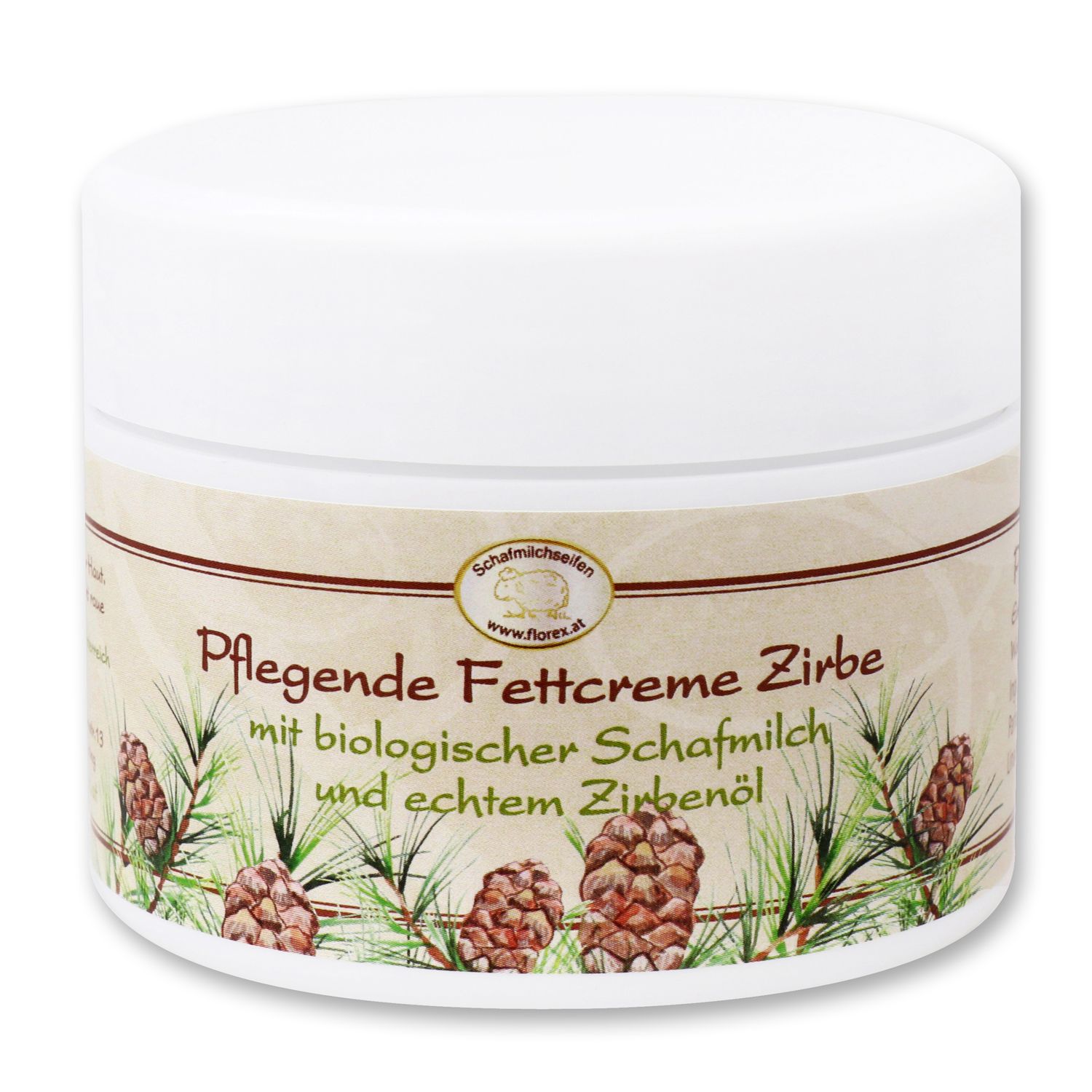 Florex Fettcreme Zirbe mit Bio Schafmilch bei extrem trockener Haut mit Lanolin 125 ml 1 Florex Fettcreme Zirbe mit Bio Schafmilch bei extrem trockener Haut mit Lanolin 125 ml