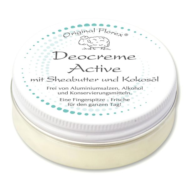 Florex Deocreme Active mit Sheabutter und Kokosöl ohne Aluminiumsalze unparfümiert 40 g 3 Active