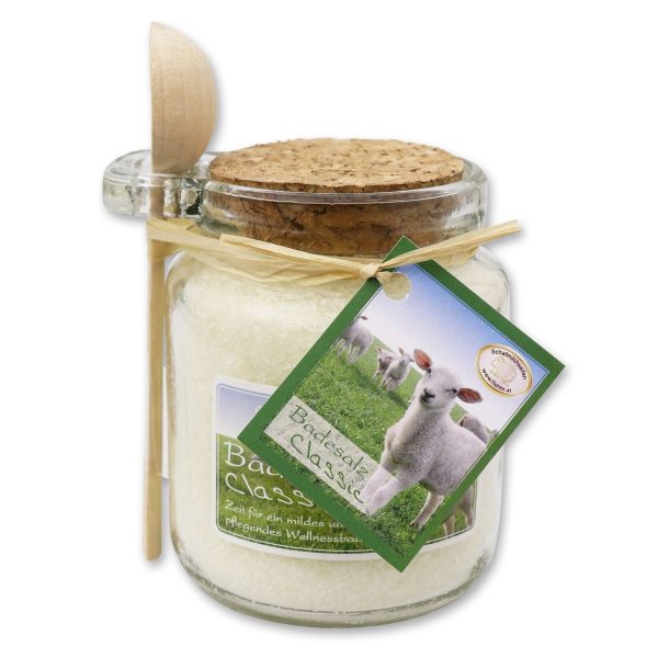 Florex Badesalz Badezusatz Schafmilch Classic Glas mit Holzlöffel 300 g