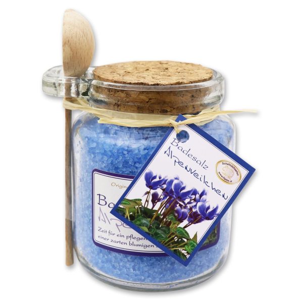 Florex Badesalz Alpenveilchen im dekorativen Glas mit Holzlöffel 300 g