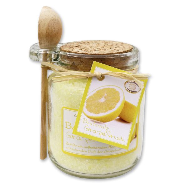 Florex Badesalz Grapefruit mit Schafmilch im dekorativen Glas mit Holzlöffel 300 g