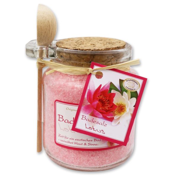 Florex Badesalz Lotus im dekorativen Glas mit Holzlöffel 300 g