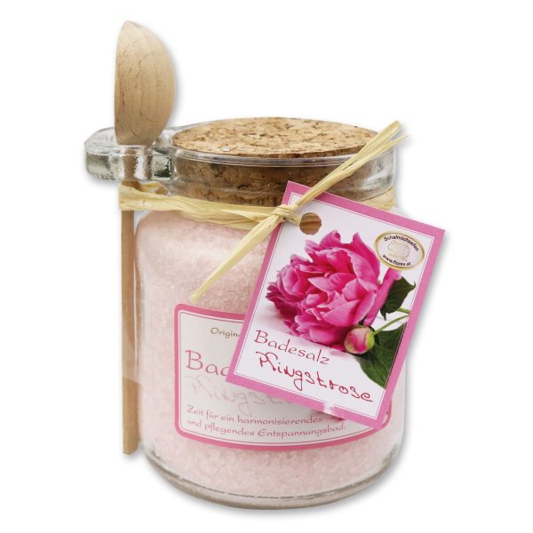 Florex Badesalz Pfingstrose Glas mit Holzlöffel 300 g