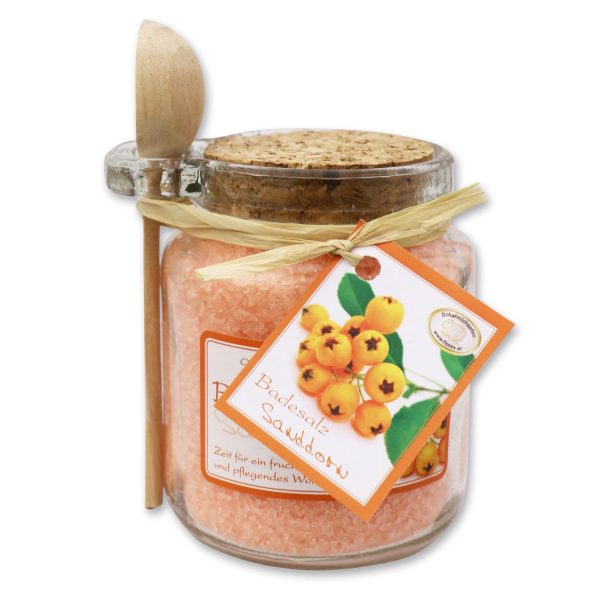 Florex Badesalz Sanddorn im dekorativen Glas mit Holzlöffel 300 g
