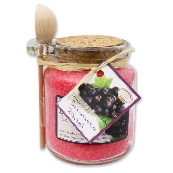 Florex Badesalz schwarze Ribisel im dekorativen Glas mit Holzlöffel 300 g