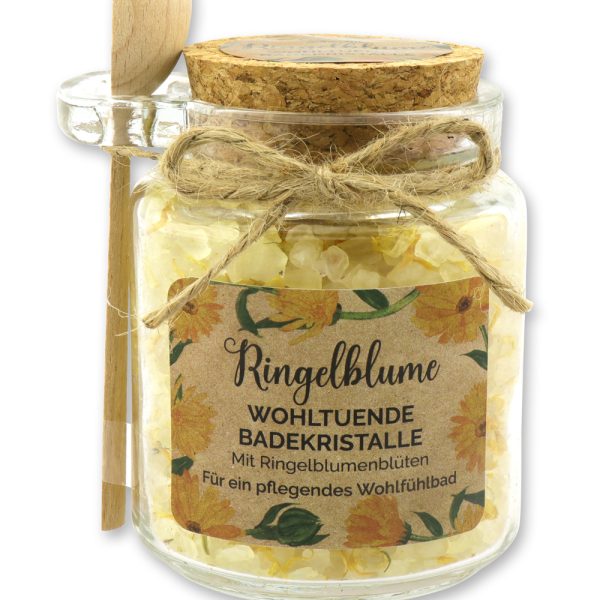Alternative view of Florex Badesalz Ringelblume grob mit Schafmilch im dekorativen Glas mit Holzlöffel 300 g