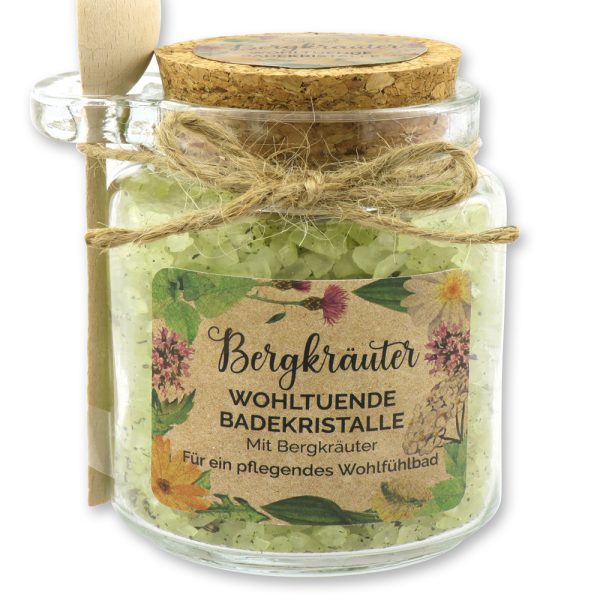 Florex Badesalz Bergkräuter grob mit Schafmilch im dekorativen Glas mit Holzlöffel 300 g