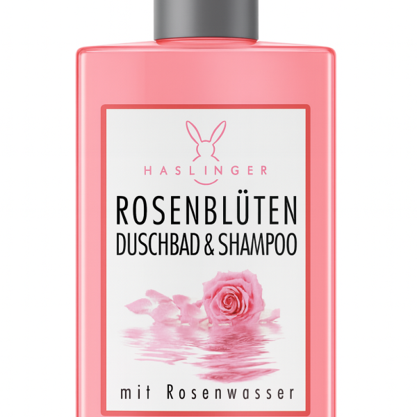 Haslinger Rosenblüten Duschbad & Shampoo 2 in 1 mit echtem Rosenwasser