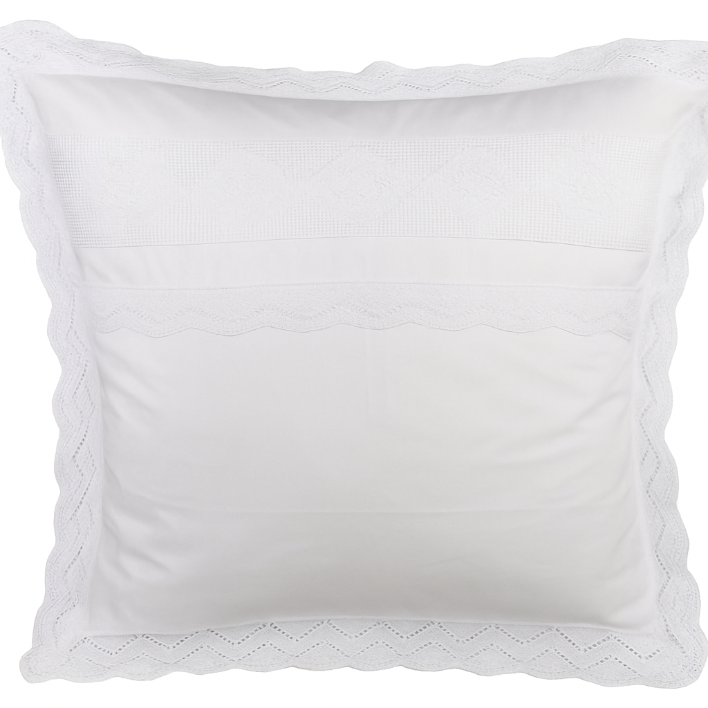 Romantische Kissenhülle 80x80 cm von Hossner – Handarbeit mit Häkelspitze im Shabby Landhaus Look 2 Romantische Kissenhülle 80x80 cm von Hossner – Handarbeit mit Häkelspitze im Shabby Landhaus Look – Bild 2