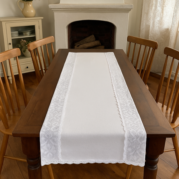 Tischläufer romantisch bestickt 100% Baumwolle ca. 40x140 cm