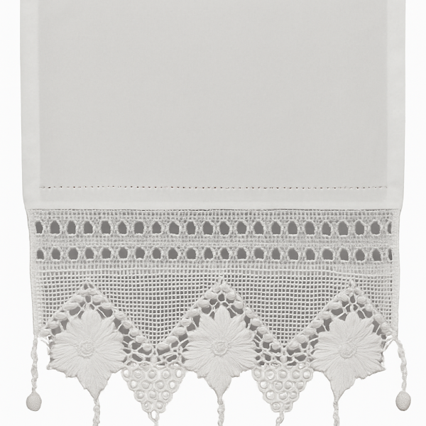 Alternative view of Fenstervorhang aus Baumwolle mit handgehäkelter Spitze – romantischer Vintage-Look weiß 35x45 cm