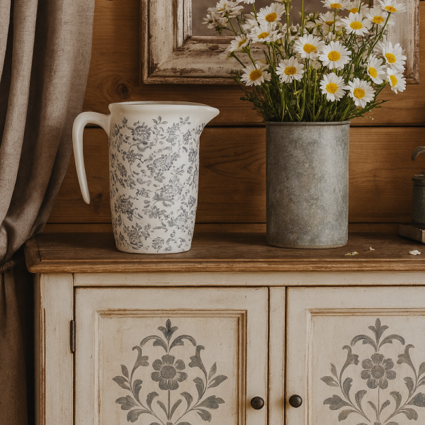 Alternative view of Keramik Vase/Krug mit Millefleur Muster – romantisch & elegant D12,5cm H19 cm