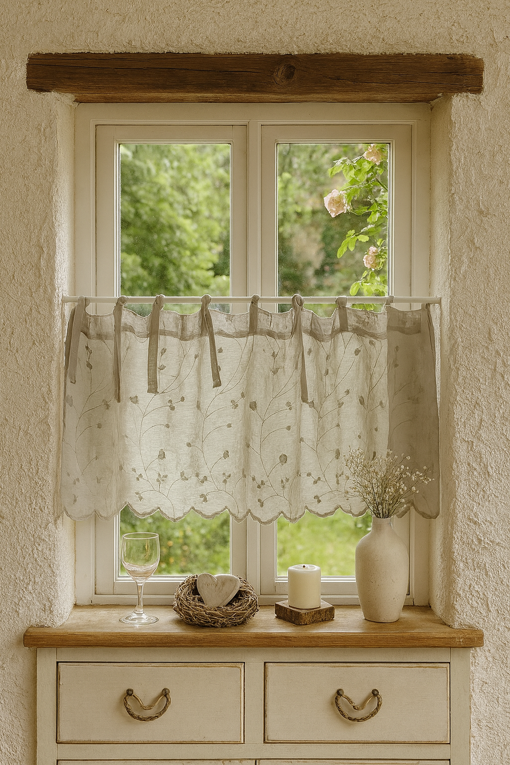 Van Deurs bestickte Kurzgardine Panneaux Millefleur HxB 40x200 cm birch 1 Van Deurs bestickte Kurzgardine Panneaux Millefleur HxB 40x200 cm birch