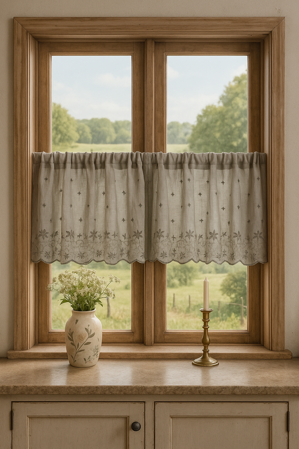 Van Deurs bestickte Kurzgardine Panneaux Millefleur HxB 40x200 cm birch 2 Van Deurs bestickte Kurzgardine Panneaux Millefleur HxB 40x200 cm birch – Bild 2