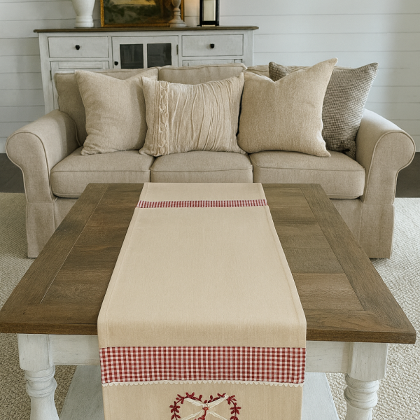 Heine home romantischer Tischläufer Landhausstil bestickt Quasten ca. 50x150 cm