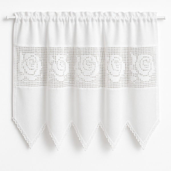Alternative view of Fenstervorhang aus Baumwolle mit handgehäkelter Spitze – romantischer Vintage-Look BxH 125x40 cm