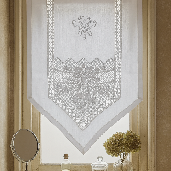 Alternative view of Fenstervorhang aus Baumwolle mit handgehäkelter Spitze – romantischer Vintage-Look BxH 40x70 cm