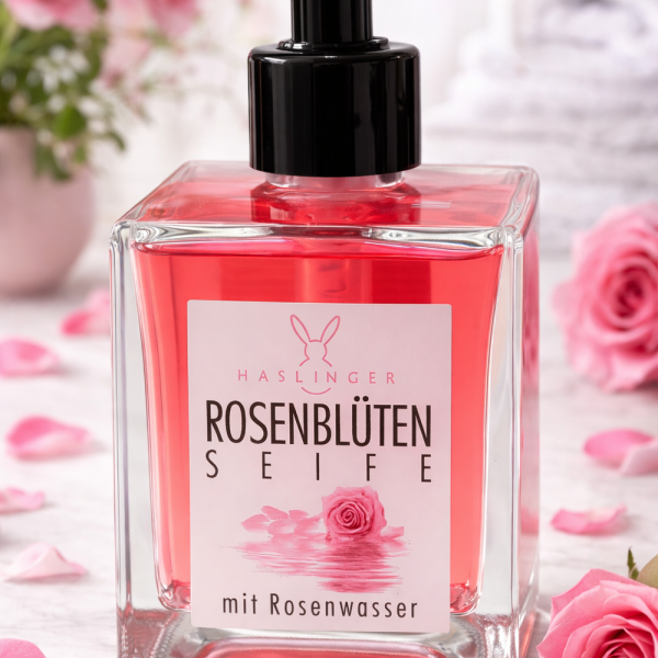 Alternative view of Haslinger Rosen Flüssigseife im Glas Spender 240 ml